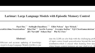 short Larimar Large Language Models with Episodic Memory Control [upl. by Doone]