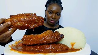 Asmr mukbang turkey stew with poundo yam fufu [upl. by Sacrod482]