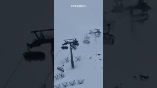 Wind gusts exceed 100kph at Italian ski resort [upl. by Schalles818]