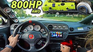 POV Drive 800HP AWD 2002 Acura RSX TypeS  LOUD Turbo  Wifey Reaction  3D Audio [upl. by Patrizio]