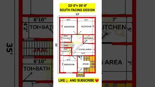 23 x 35 South Facing House plan 23 x 35 home design buildmyhome trending shorts home house [upl. by Augustin]