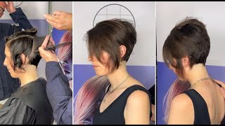 Creative Short Womens Haircut Tutorial Full Step By step  Asymmetrical Layered Bob Cuts amp Styles [upl. by Eded]