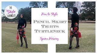 Pencil Skirt amp Tights OOTD  How to Style [upl. by Nesyla]