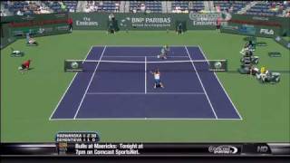 Radwanska vs Dementieva  BNP Paribas Open  Amazing 30 shot rally HD [upl. by Kado]