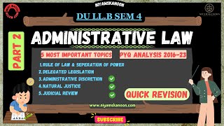 Administrative Law 5 most important topics Part 2 DU LLB Sem 4 exam  PYQs analysis  Revision [upl. by Ardnaek788]