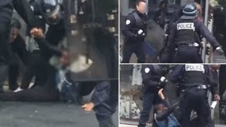 Un élève du lycée Bergson tabassé par les CRS après le blocage contre la loi travail [upl. by Ardnassac948]