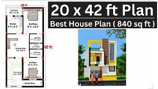 20 x 42 House Plan  20x42 House Design  20x42 Ghar ka Naksha  East Facing House Plan [upl. by Yliab]