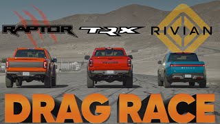 Worlds Fastest Pickups — Rivian R1T vs Ram TRX vs Ford Raptor vs Syclone — Cammisa Drag Race Replay [upl. by Norman]