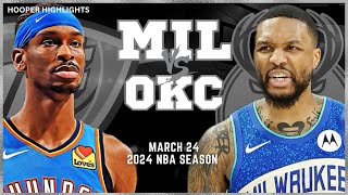 Milwaukee Bucks vs Oklahoma City Thunder Full Game Highlights  Mar 24  2024 NBA Season [upl. by Fatimah]