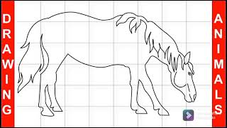 how to draw horse eating grass  how to draw horse eating Hay  horse eating grass [upl. by Sigsmond]