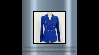 Double Breasted Denim Blazer Women  Casual  PlainSolid [upl. by Vaden855]