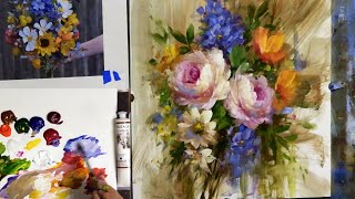 Mastering Acrylic Techniques Spring Flowers Painting Tutorial [upl. by Ecyar]