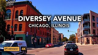 Diversey Parkway  Chicago  Drivetour  4K  Drivgest [upl. by Ainadi]