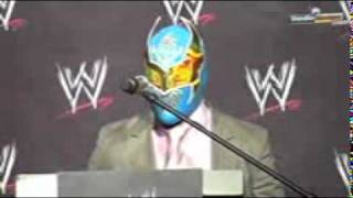 WWE presenta a Sin Cara antes conocido en CMLL como Mistico 24  02 11 [upl. by Eirrahs393]