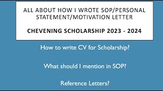 Chevening Scholarship  SOP  Reference Letters  CV while applying to UK or other Universities [upl. by Egiarc]