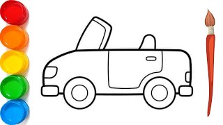 Easy Car Drawing  How To Draw A Car For Kids  Painting And Colouring For Kids And Toddlers [upl. by Notslah]