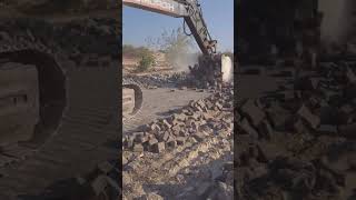 Process of dismantling a sidewalk road by excavator [upl. by Zoubek]