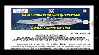 Naval dockyard vizag recruitment dockyard apprentice 2025new recruitment rules new iti trades [upl. by Reemas]