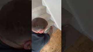 HOW TO CUT AND TUCK CARPET ON STAIR BULLNOSE carpet flooring homeimprovement diy shorts [upl. by Lavina209]