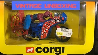 UNBOXING A VINTAGE CORGI SPIDERMAN SPIDERBIKE [upl. by Nyleak]