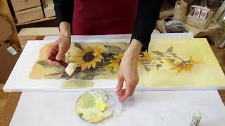 Decoupage on canvas Art Tutorial How to make canvas painting DIY Idea [upl. by Onibla]