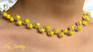 Beaded necklace tutorial diy how to make bead necklace Diy beaded jewelry [upl. by Assilla676]