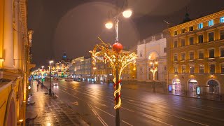 🇷🇺 4K SAINT PETERSBURG New Years Nevsky prospekt There is no snow [upl. by Birkner]