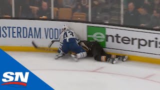 Nazem Kadri Ejected For CrossChecking Jake DeBrusk After Hit On Patrick Marleau [upl. by Lemhaj]