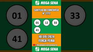 Resultado do Sorteio da Mega Sena Concurso 2772 shorts resultadosloteriasdasorte [upl. by Dustman]