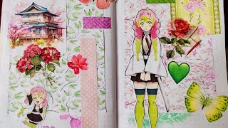 mitsuri kanroji demon slayer anime scrapbooking 💚💜 [upl. by Samantha20]