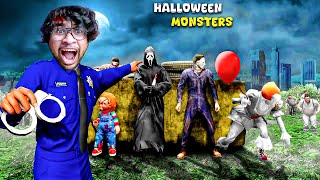 GTA V  Franklin Join Police To Arrest Halloween Monster  Professor Of Pc Gaming [upl. by Jenna]