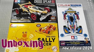 Unboxing Cross Spear 02  Cyclone Magnum 30th Anniv and Sally Racer Tamiya Mini4wd [upl. by Ellecrad]