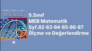 9SINIF MEB MATEMATİK DERS KİTABI S828384858687 ÖLÇME VE DEĞERLENDİRME [upl. by Esinet]