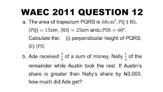 WAEC 2011 Mathematics Theory Question 12 [upl. by Asset131]