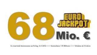 Eurojackpot Gewinnzahlen Ziehung 16122016 68 Mio Jackpot lockt [upl. by Gyasi632]