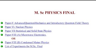 M Sc Physics final  Syllabus PDUSU sikar 202324 [upl. by Enrique]