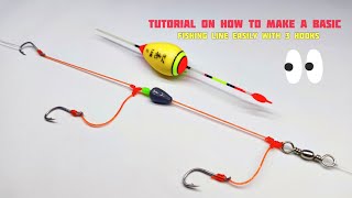 Tutorial on how to make a basic fishing line easily with 3 hooks [upl. by Elleinnod]