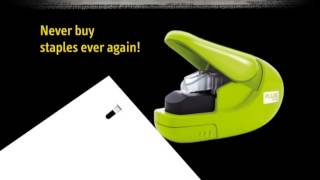 Staplefree Stapler from PLUS Japan [upl. by Nohsauq]