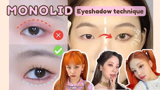 How to MONOLID Eyes EFFECTIVE Makeup with NO TAPE  Make your Eyes Look BIGGER [upl. by Alejandra]