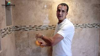 How to Seal Travertino tile and grout sealer Demonstration [upl. by Leola268]