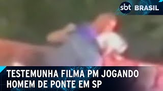 PM é flagrado jogando homem de ponte na zona sul de São Paulo  SBT Brasil 031224 [upl. by Anavahs]