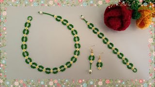 Flowery Mornings Jewelry Set with Seed beads onlyNecklaceBraceletEarringsTutorial diy [upl. by Mirabel]