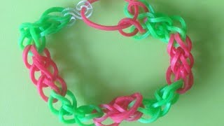 Eenvoudige tweekleurige armbandjes maken met Loom bandjes met een Loom bord [upl. by Airamzul93]