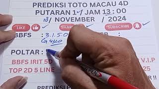 PREDIKSI TOTO MACAU HARI INI 18 NOVEMBER 2024  BOCORAN TOTO MACAU HARI INI  RUMUS JITU TOTOMACAU [upl. by Cykana]