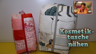 DIY Kosmetiktasche aus 24 Quadrate schnell genäht Stoffresteverwertung Nähanleitung [upl. by Noy649]