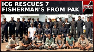 Indian Coast Guard Rescues 7 Fishermen By Intercepting Pakistan Maritime Vessel  English News [upl. by Eerej]