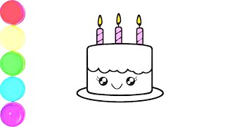 Set Birthday Cakes How to Draw a Birthday Cake [upl. by Mohandas274]