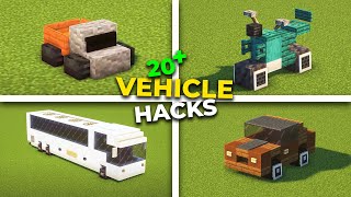 20 CARS and VEHICLES Build Hacks In Minecraft 2 to 6wheels [upl. by Stanwood]