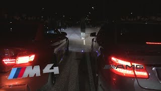 BMW M4 vs E63 AMG streetrace striben [upl. by Dekeles]