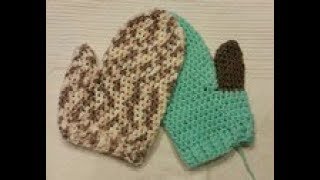 Tuto crochet  Des mouffles facile avec des astuces  crochet tutorial mittens with trick [upl. by Nnaid]